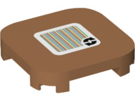 Tile, Modified 4 x 4 with Rounded Corners and 4 Feet with Super Mario Scanner Code 2 Arrows Cycle Pattern (Sticker) - Set 71369