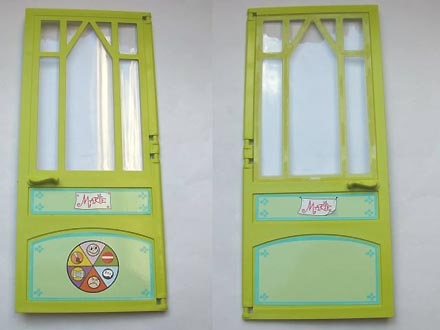 Scala Door 10 x 1 x 18 2/3 Mullioned with Fixed Trans-Clear Glass - Hinges with 'Marie' Pattern on Both Sides (Stickers) - Set 3142