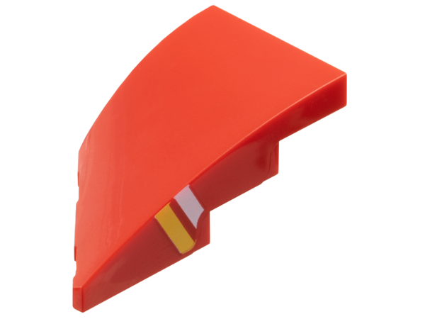 Wedge 4 x 2 Right No Studs with White and Yellow Stripes on Side Pattern