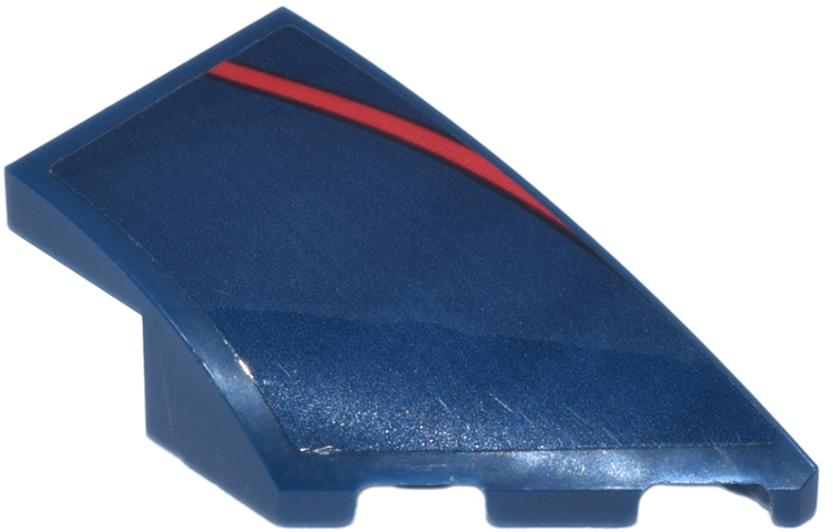 Wedge 4 x 2 Right No Studs with Red Curved Line Pattern (Sticker) - Set 77243