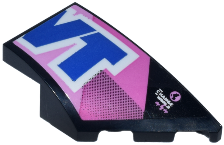 Wedge 4 x 2 Right No Studs with Blue and White 'VT' of BWT Logo on Bright Pink and Dark Pink Background Pattern (Sticker) - Set 77248