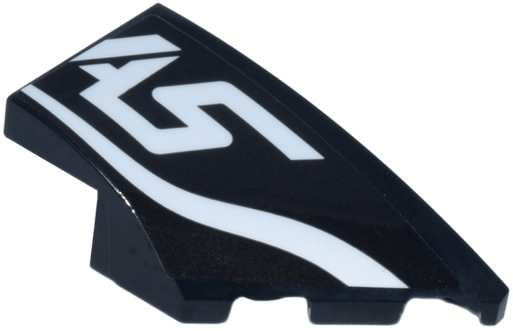 Wedge 4 x 2 Right No Studs with White 'AS' of Haas Logo and Curved Line Pattern (Sticker) - Set 77250