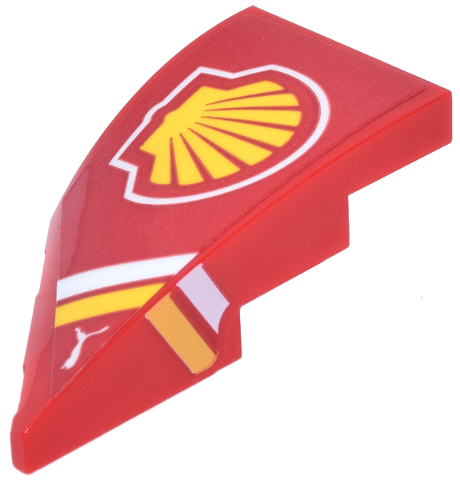 Wedge 4 x 2 Right No Studs with White and Yellow Stripes on Side with Shell and Puma Logos Pattern (Sticker) - Set 77242