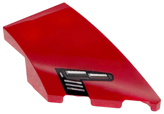 Wedge 4 x 2 Right No Studs with Black, Dark Bluish Gray, and Silver Ferrari SF90 XX Stradale Headlight with White Highlights Pattern