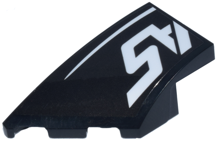 Wedge 4 x 2 Left No Studs with White 'AS' of Haas Logo and Curved Line Pattern (Sticker) - Set 77250