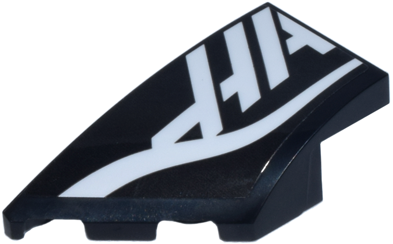 Wedge 4 x 2 Left No Studs with White 'HA' of Haas Logo and Curved Line Pattern (Sticker) - Set 77250