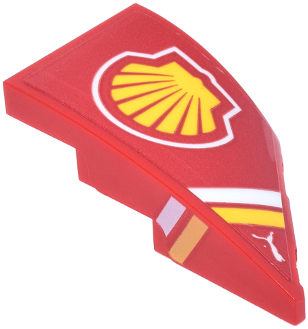 Wedge 4 x 2 Left No Studs with White and Yellow Stripes on Side with Shell and Puma Logos Pattern (Sticker) - Set 77242
