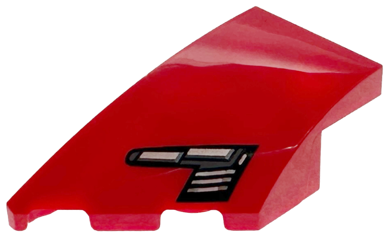 Wedge 4 x 2 Left No Studs with Black, Dark Bluish Gray, and Silver Ferrari SF90 XX Stradale Headlight with White Highlights Pattern