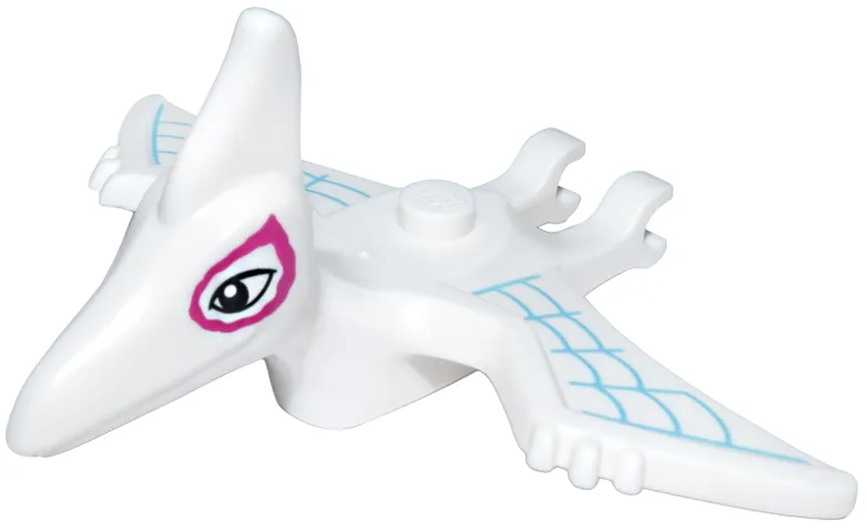 Dinosaur Pteranodon with 1 Stud with Black Eyes with Magenta Borders, Medium Azure Webbing Pattern (Marvel Ghostosaurus)