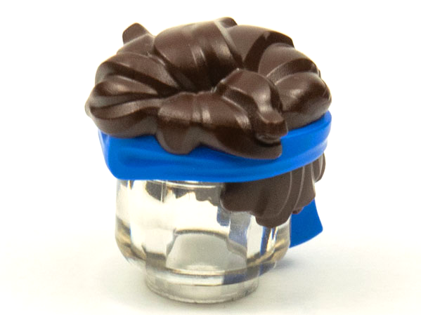 Minifigure, Hair Tousled with Molded Blue Bandana Headband Pattern