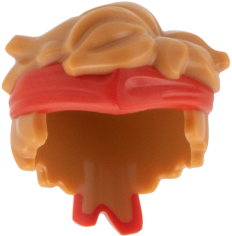 Minifigure, Hair Tousled with Molded Red Bandana Headband Pattern