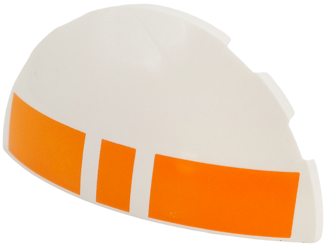 Brick, Round 3 x 6 x 1 Dome Half with Orange Broken Stripe Rectangles Pattern