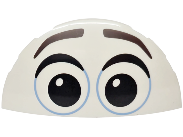 Brick, Round 3 x 6 x 1 Dome Half with Dark Brown Eyebrows, Bright Light Blue Eyes and Black Eyelids Pattern (Frozen Olaf)