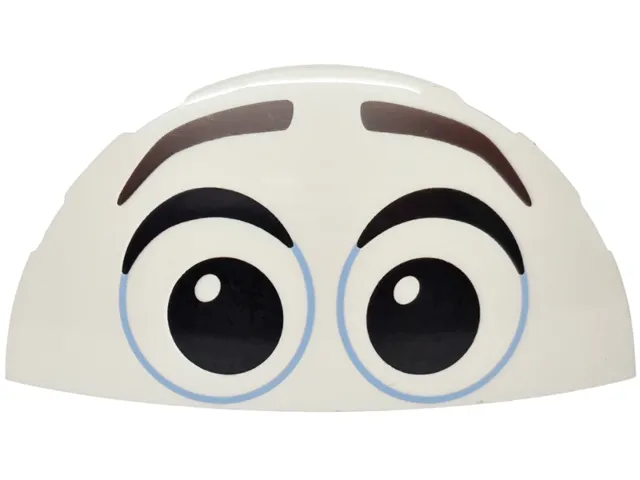 Brick, Round 3 x 6 x 1 Dome Half with Dark Brown Eyebrows, Bright Light Blue Eyes and Black Eyelids Pattern (Frozen Olaf)