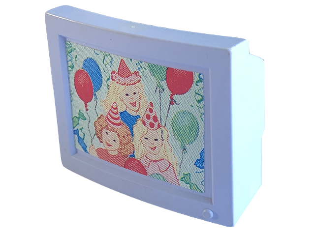 Scala TV / Computer Monitor with Balloons and 3 Girls with Party Hats Pattern (Sticker) - Set 3243