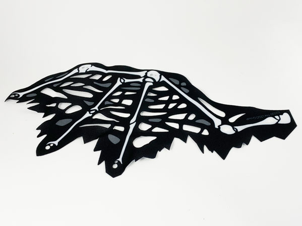 Cloth Wing Dragon Left, Tattered with Bones, Black Skin, and Dark Bluish Gray Spots Pattern