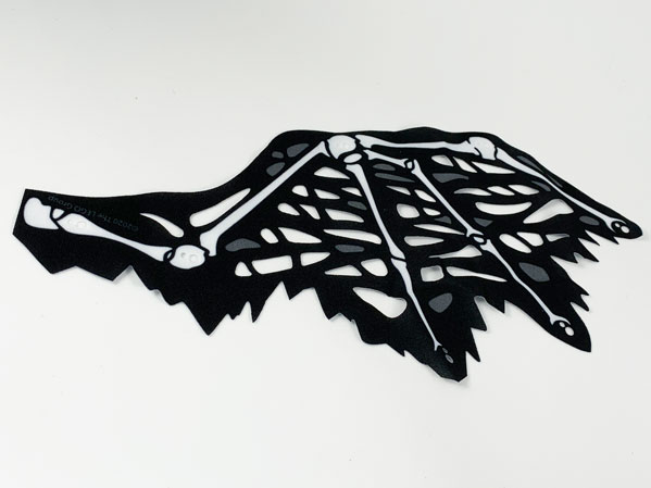 Cloth Wing Dragon Right, Tattered with Bones, Black Skin, and Dark Bluish Gray Spots Pattern