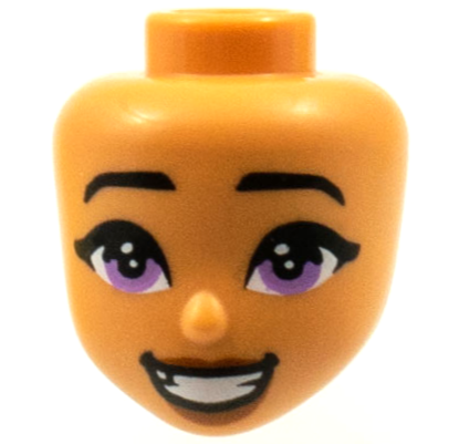 Mini Doll, Head Friends with Black Eyebrows, Medium Lavender Eyes, Dark Orange Lips, Open Mouth Smile with Teeth Pattern