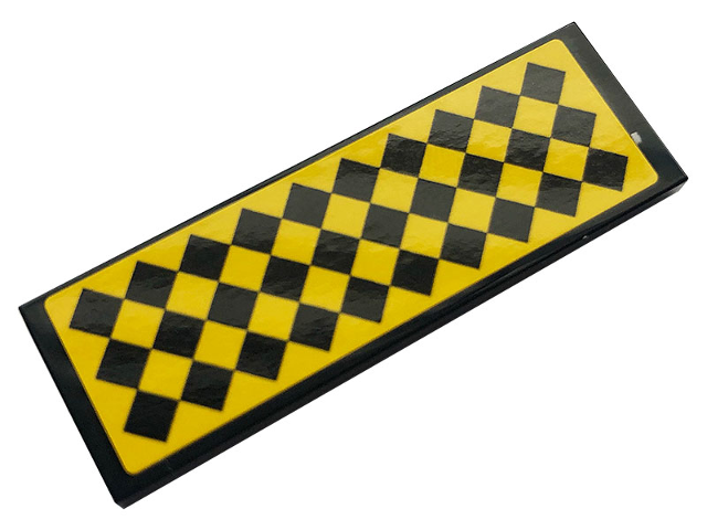 Tile 2 x 6 with Black and Yellow Checkered Pattern (Sticker) - Set 21324