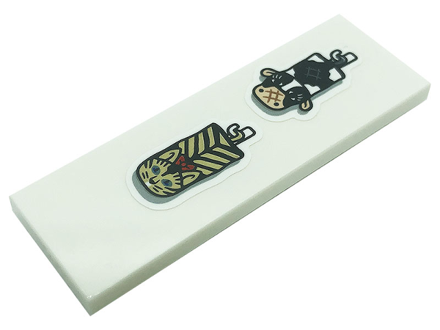 Tile 2 x 6 with Cat and Cow Oven Mitts on Hooks Pattern (Stickers) - Set 21328