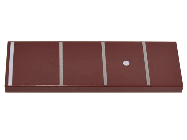 Tile 2 x 6 with Guitar Fretboard, Frets 1-4 with Fret Marker Inlay (1 White Line, 3 Silver Lines and 1 White Dot) Pattern