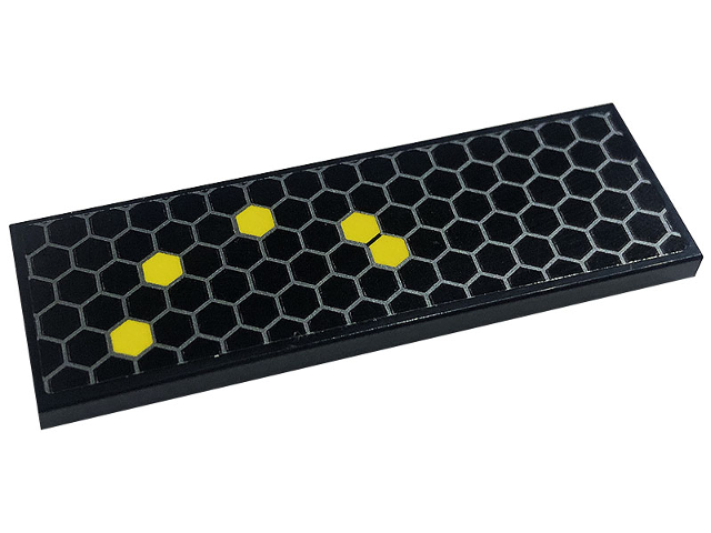 Tile 2 x 6 with Honeycomb with 5 Yellow Hexagons Pattern (Sticker) - Set 76904
