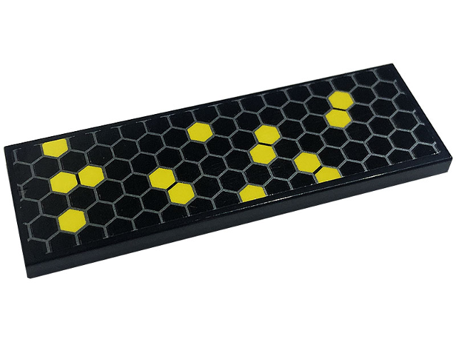Tile 2 x 6 with Honeycomb with 14 Yellow Hexagons Pattern (Sticker) - Set 76904