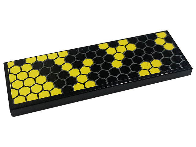Tile 2 x 6 with Honeycomb with Yellow Hexagons Pattern (Sticker) - Set 76904