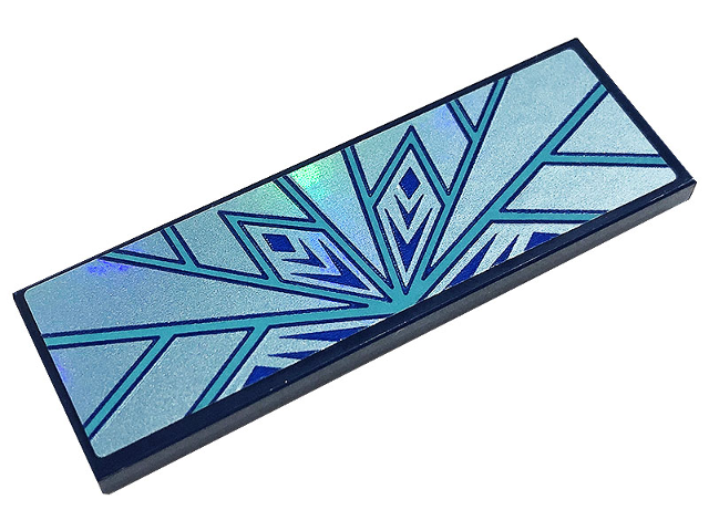Tile 2 x 6 with Metallic Light Blue Snowflake and Ice Crystals Pattern (Sticker) - Set 43197