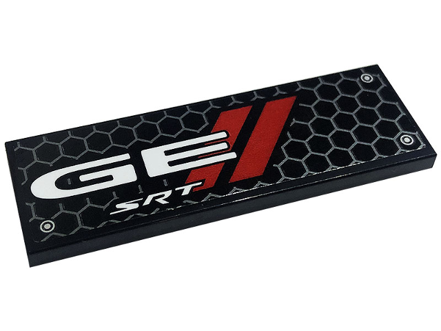 Tile 2 x 6 with Honeycomb, White 'GE', 'SRT',  Rivets and Red Stripes Pattern Model Right Side (Sticker) - Set 76904