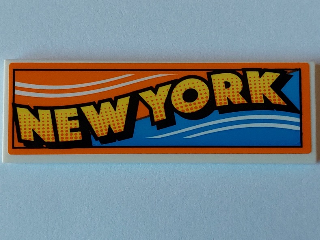 Tile 2 x 6 with 'NEW YORK' Wave on Blue and Orange Background Pattern (Sticker) - Set 40519
