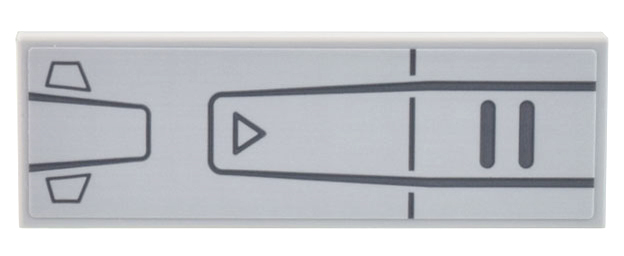 Tile 2 x 6 with Dark Bluish Gray Mechanical Panels, Lines, and Triangle Pattern (Sticker) - Set 10302