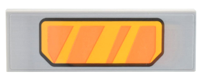 Tile 2 x 6 with Bright Light Orange Panel with Orange Reflections on Light Bluish Gray Background Pattern (Sticker) - Set 10302