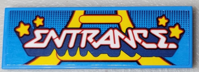 Tile 2 x 6 with 'ENTRANCE', Yellow Rollercoaster Track and 4 Stars Pattern (Sticker) - Set 10303