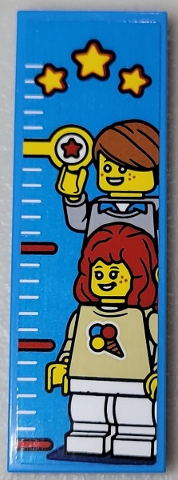 Tile 2 x 6 with Height Chart, 2 Minifigures and 3 Yellow Stars Pattern (Sticker) - Set 10303