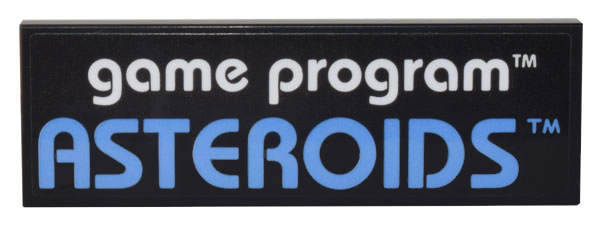 Tile 2 x 6 with White 'game program' and Medium Blue 'ASTEROIDS' Pattern (Sticker) - Set 10306