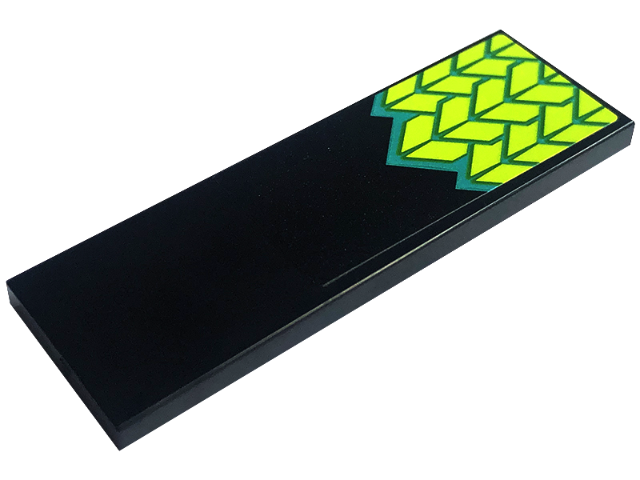 Tile 2 x 6 with Lime and Dark Turquoise Snake Scales Pattern (Sticker) - Set 60339