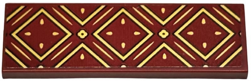 Tile 2 x 6 with Gold Squares and Lines with Black Outlines Pattern (Sticker) - Set 76416