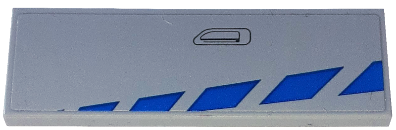 Tile 2 x 6 with Blue Stripes and Black Door Handle Outline Pattern Model Left Side (Sticker) - Set 76917