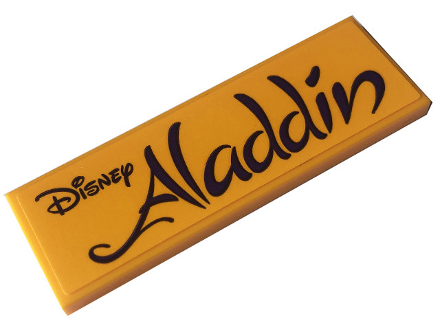 Tile 2 x 6 with Dark Purple 'Disney' and 'Aladdin' Pattern (Sticker) - Set 43227