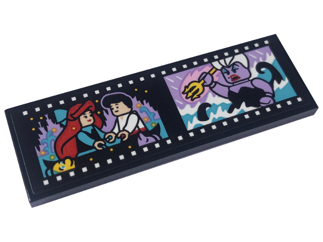 Tile 2 x 6 with Filmstrip / Roll with Ariel, Prince Eric and Ursula Minifigures Pattern (Sticker) - Set 43227
