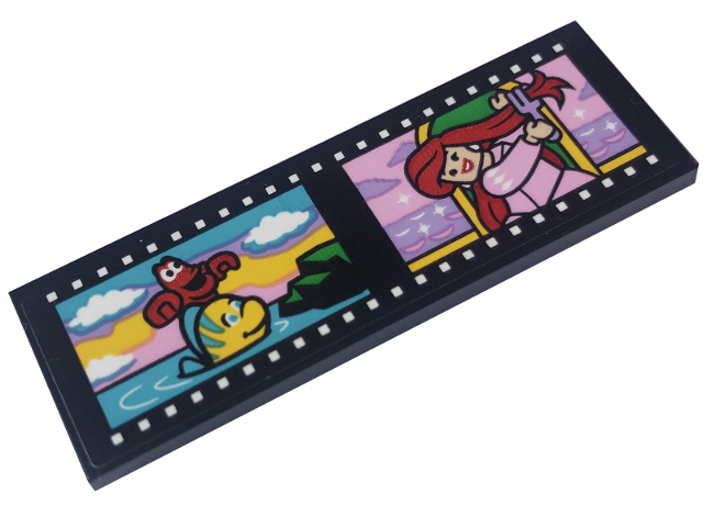 Tile 2 x 6 with Filmstrip / Roll with Ariel Minifigure, Sebastian and Flounder Pattern (Sticker) - Set 43227