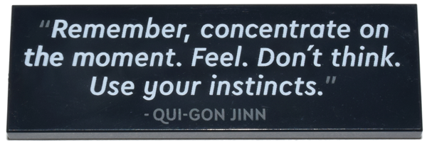 Tile 2 x 6 with '"Remember, concentrate on the moment. Feel. Don't think. Use your instincts." - QUI-GON JINN' Pattern