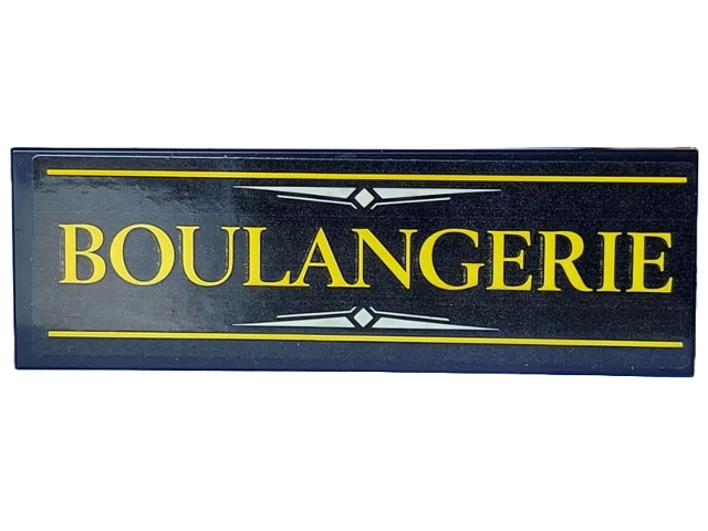 Tile 2 x 6 with Yellow 'BOULANGERIE' and White Ornaments Pattern (Sticker) - Set 910032