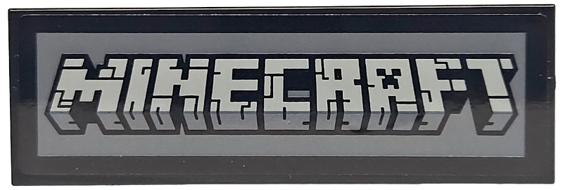 Tile 2 x 6 with Light Bluish Gray Minecraft Logo on Dark Bluish Gray Background Pattern (Sticker) - Set 21265