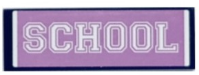 Tile 2 x 6 with White 'SCHOOL' on Medium Lavender Background Pattern (Sticker) - Set 41682