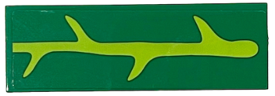 Tile 2 x 6 with Lime Mandrake Leaf Veins Pattern (Sticker) - Set 76433