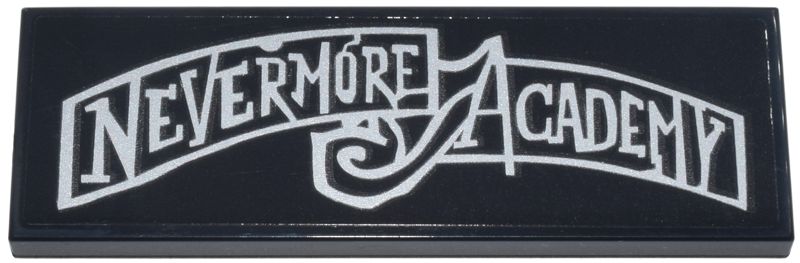 Tile 2 x 6 with Silver 'NEVERMORE ACADEMY' Banner Pattern (Sticker) - Set 76780
