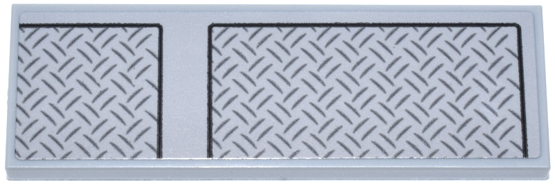 Tile 2 x 6 with Hatch Panels with Black Outlines and Dark Bluish Gray Tread Plates Pattern (Sticker) - Set 42146