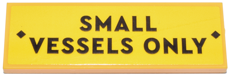 Tile 2 x 6 with Black 'SMALL VESSELS ONLY' and Diamonds Pattern (Sticker) - Set 910040